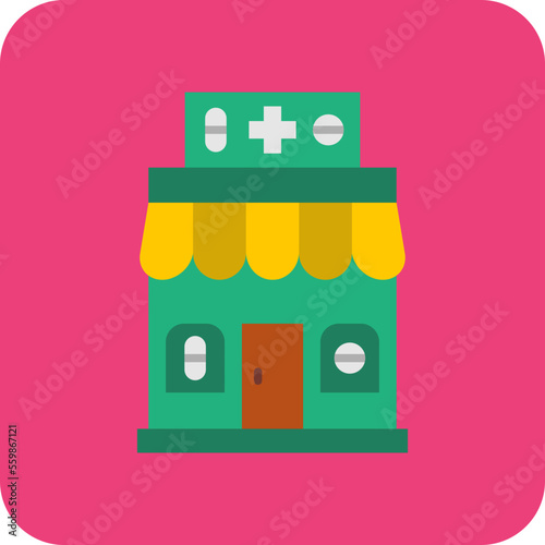Pharmacy Multicolor Round Corner Flat Icon