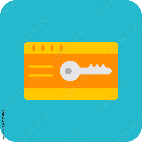 Keycard Multicolor Round Corner Flat Icon