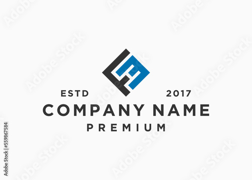 letter fm square logo design vector illustration template