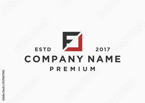 letter fl with square logo design vector illustration template