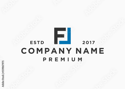 letter fl with square logo design vector illustration template