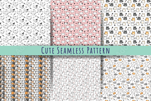 Free vector cute cartoon seamless patterns