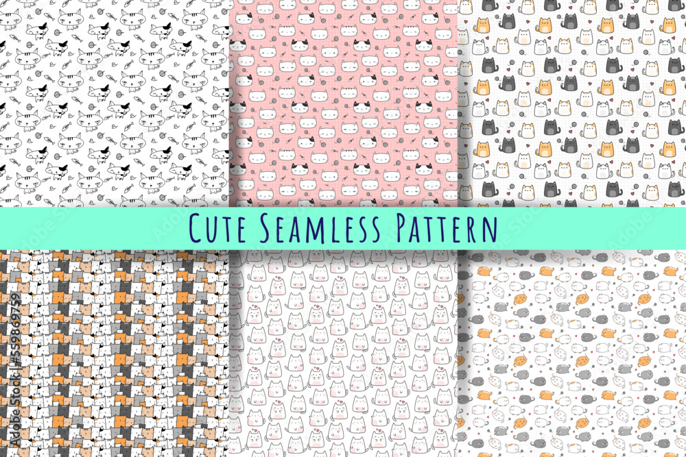 Free vector cute cartoon seamless patterns