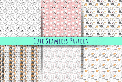 Free vector cute cartoon seamless patterns