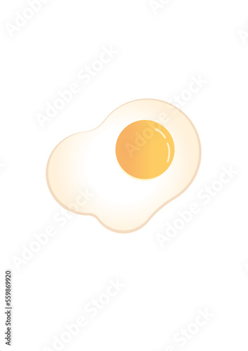 fried egg on white background