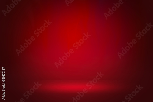 Red stage on bright summer background with minimal style.