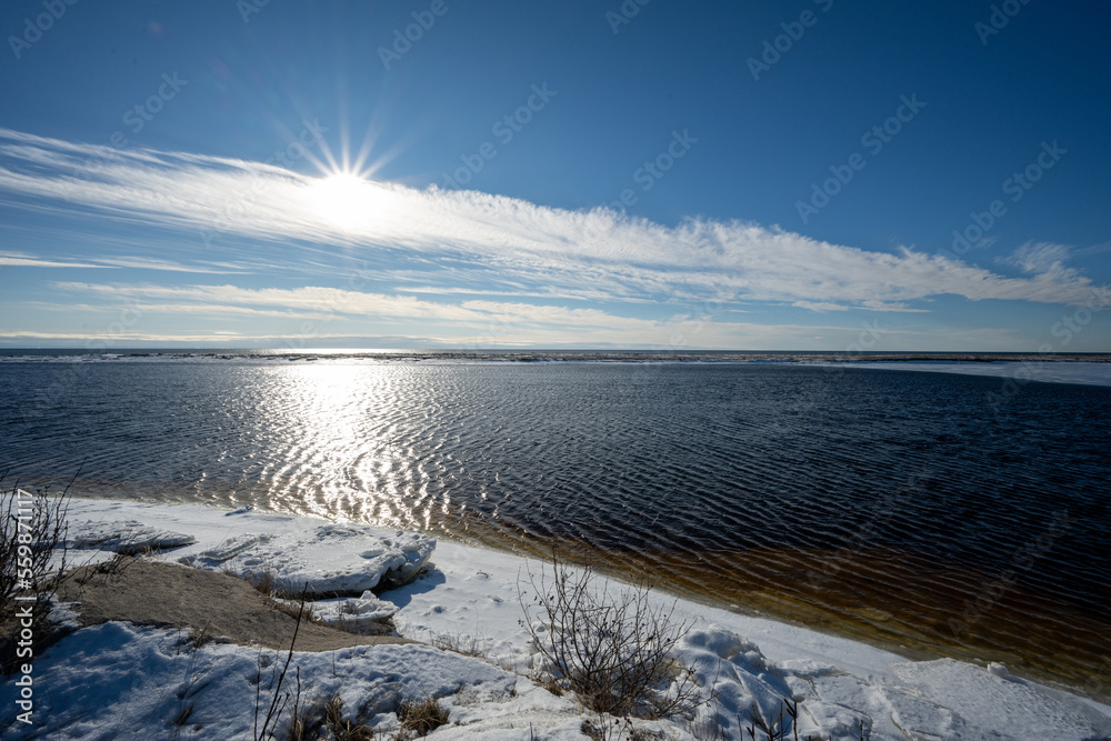 Shore of the St-Lawrence river seen from Godbout village on the North Shore Shore of the St-Lawrence river seen from Godbout village on the North Shore