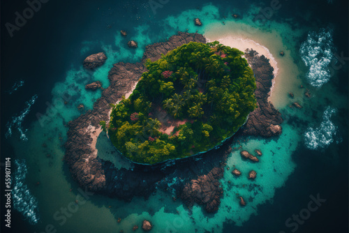 Drone Photography - Tropical Island (Generative Art) © Nehekharan