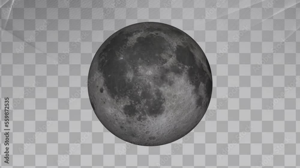 Spinning Moon planet sphere from transparent background, Video ...