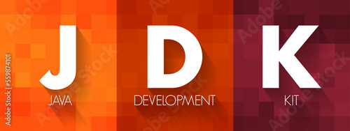 JDK - Java Development Kit acronym, technology concept background