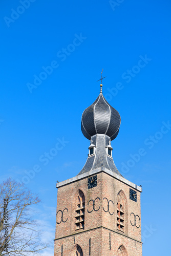 Dutch church tower in Drenthe photo