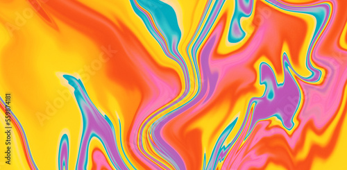 Abstract neon background with colorful leaks in psychedelic style.