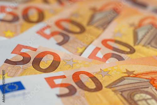 Euro-Geldscheine in einer Nahaufnahme