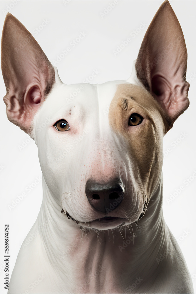 Portrait of Bull Terrier over white background - Generative Ai