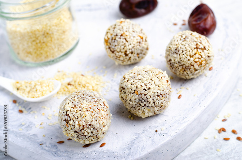 Vegan Sweets with Sesame Seeds, Delicious Candy Balls, Healthy Candies