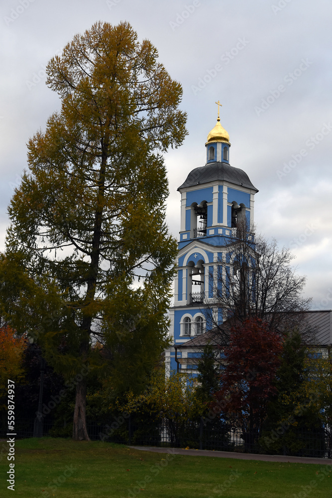 Old church. Architecture of Tsaritsyno park in Moscow. Popular landmark.