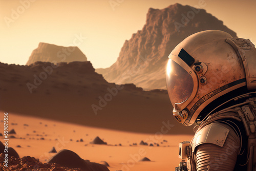 Fotografie, Obraz The first man on planet Mars