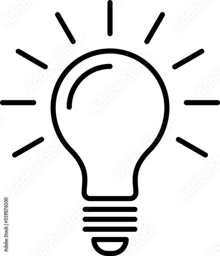 Light Bulb line icon vector, isolated on white background. Idea sign, solution, thinking concept. Lighting Electric lamp, electricity, shine, shiny. Flat style for graphic design, logo, web site, UI.