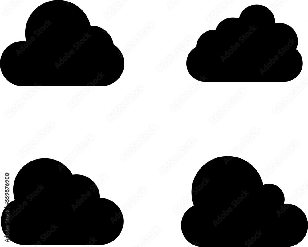 Set of Cloud Icons in trendy flat style isolated on blue background. Cloud symbol for web site design, logo, app. Vector illustration. Set of Cloud Icons in trendy flat style isolated on blue background. Cloud symbol for web site design, logo, app. Vector illustration.