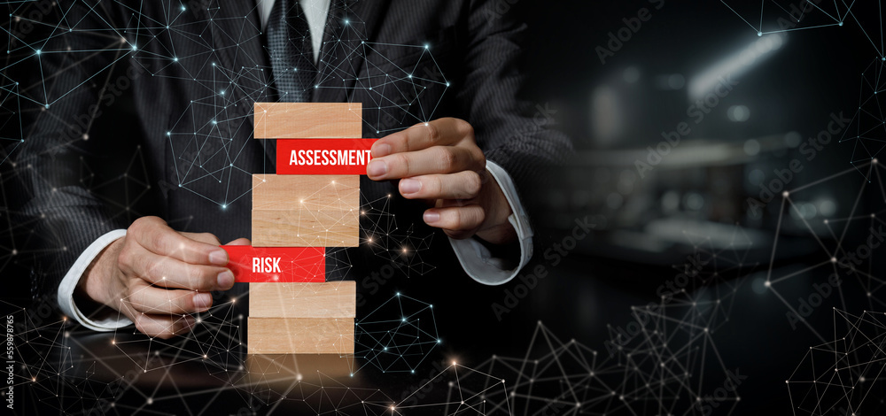 Concept of risk assessment in the construction of modern business. - obrazy, fototapety, plakaty 
