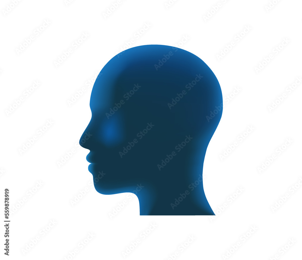 3D head icon. Human head silhouette black color vector white background. Human head profile black shadow silhouette 3D render vector illustration 3D head icon. Human head silhouette black color vector white background. Human head profile black shadow silhouette 3D render vector illustration
