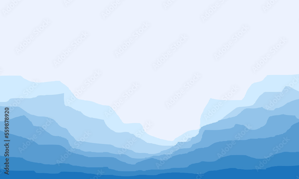 Mountains view, landscape, panorama. Abstract background. Vector illustration
