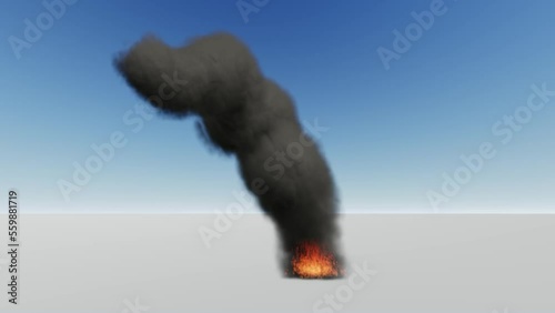 3d animation, the effect of animating abstract smoke of black color.