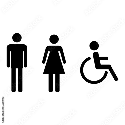 Male and female toilet icon, isolated on white. WC symbol