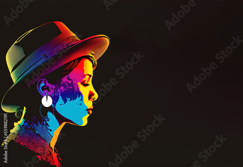 Colourful Illustration of A Girl Wearing A Hat Modern Looking, generative ai
