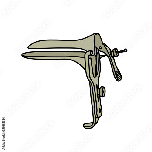grave speculum doodle icon, vector color line illustration