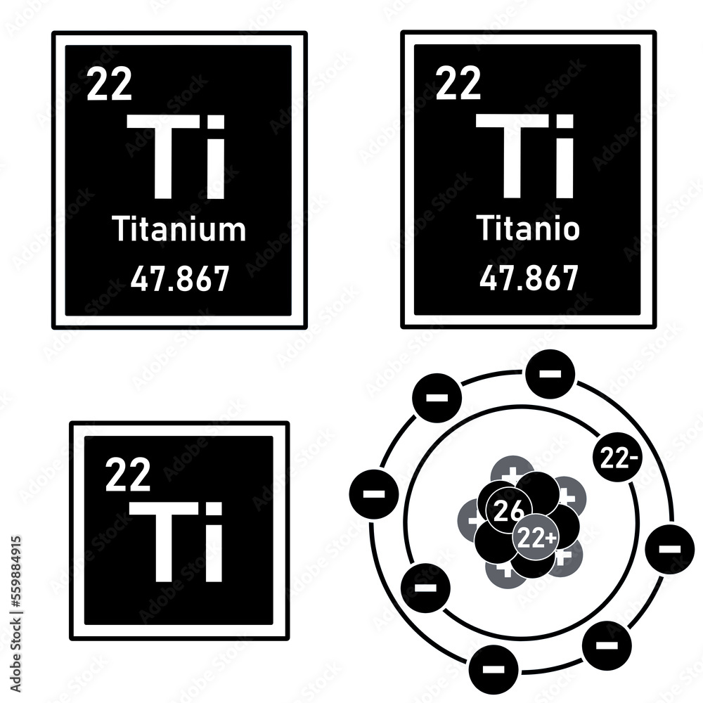 Icon of the element titanium of the periodic table with representation