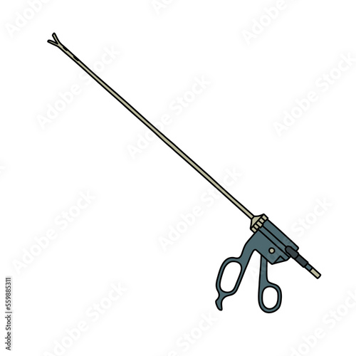 laparoscopic forceps doodle icon, vector color line illustration