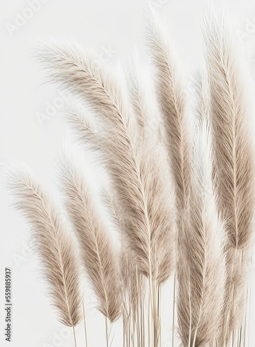 pampas grass, white background, boho style, art AI assisted finalized in Photoshop by me 