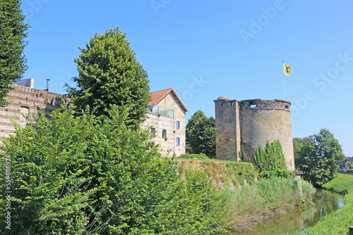 Old city walls of Bergues, France 