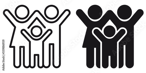 ofvs299 OutlineFilledVectorSign ofvs - family vector icon . care sign . hands up . happy . together . isolated transparent . black outline and filled version . AI 10 / EPS 10 / PNG . g11639