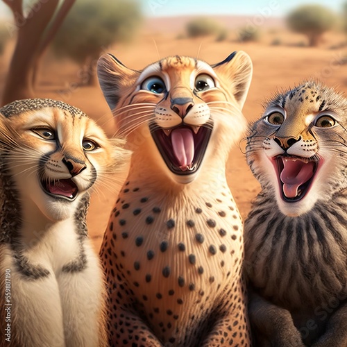funny characters of a new animal story, cheeta in desert photo