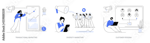 Marketing strategies abstract concept vector illustrations.