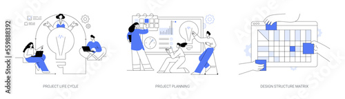 Project life cycle abstract concept vector illustrations.