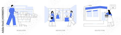 Foto Retail shop abstract concept vector illustrations.