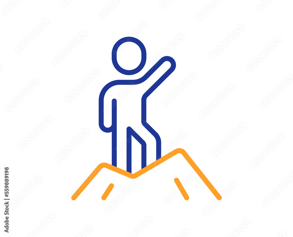 Leadership line icon. Person raised his hand sign. Business skill symbol. Colorful thin line outline concept. Linear style leadership icon. Editable stroke. Vector Leadership line icon. Person raised his hand sign. Business skill symbol. Colorful thin line outline concept. Linear style leadership icon. Editable stroke. Vector