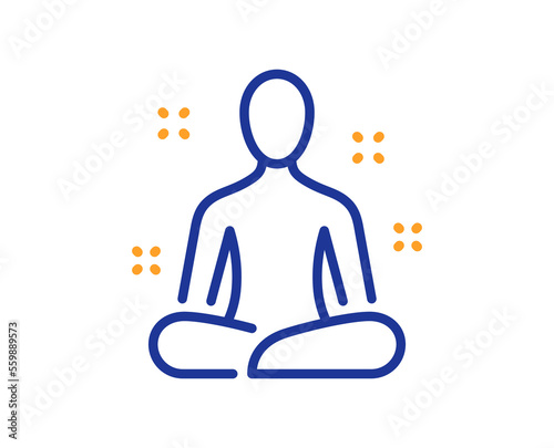 Yoga line icon. Meditation pose sign. Relax body and mind symbol. Colorful thin line outline concept. Linear style yoga icon. Editable stroke. Vector
