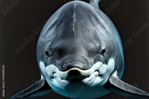  a dolphin with a black background and a black background with a white border and a black background with a blue border and a white border with a black border and white bo Generative AI photo