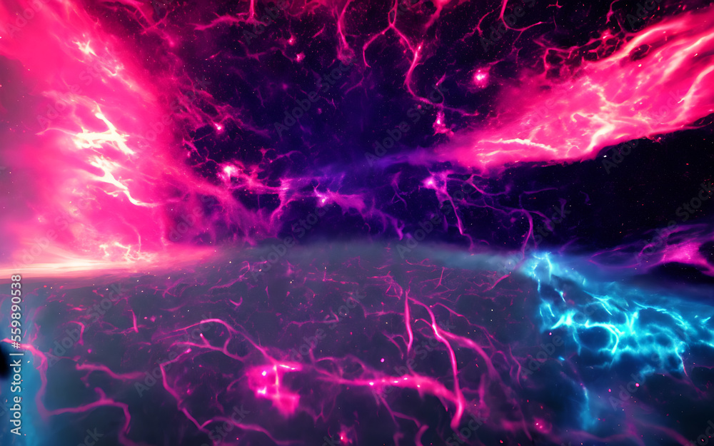 Obraz premium Generative AI illustration depicting formation of new galaxies