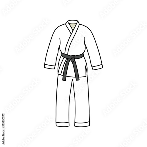 martial arts kimono doodle icon, vector color line illustration