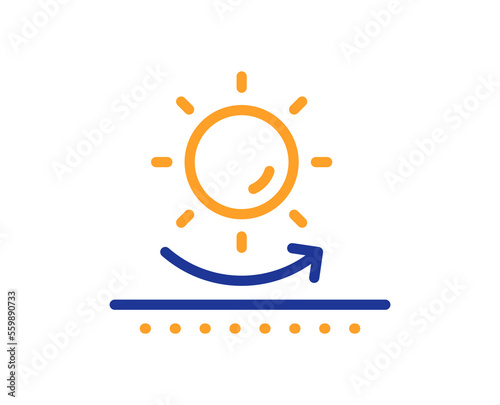 Sun protection line icon. Uv protect sign. Sunscreen effect symbol. Colorful thin line outline concept. Linear style sun protection icon. Editable stroke. Vector