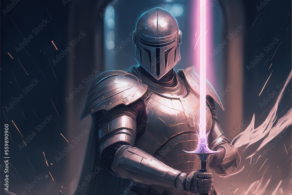 A star knight in futuristic armor Stock Illustration | Adobe Stock