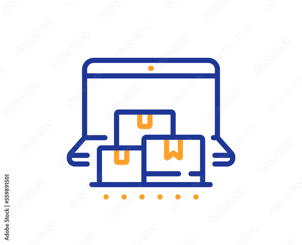 Online storage line icon. Internet delivery sign. Mobile device service symbol. Colorful thin line outline concept. Linear style online storage icon. Editable stroke. Vector Online storage line icon. Internet delivery sign. Mobile device service symbol. Colorful thin line outline concept. Linear style online storage icon. Editable stroke. Vector