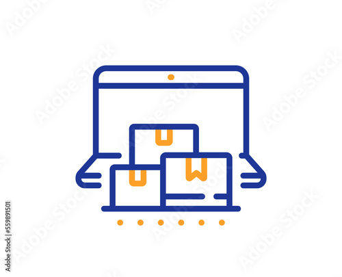 Online storage line icon. Internet delivery sign. Mobile device service symbol. Colorful thin line outline concept. Linear style online storage icon. Editable stroke. Vector