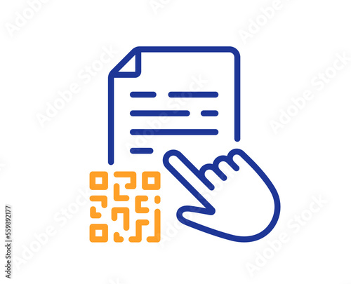 Qr code line icon. Scan barcode sign. Certificate document symbol. Colorful thin line outline concept. Linear style qr code icon. Editable stroke. Vector