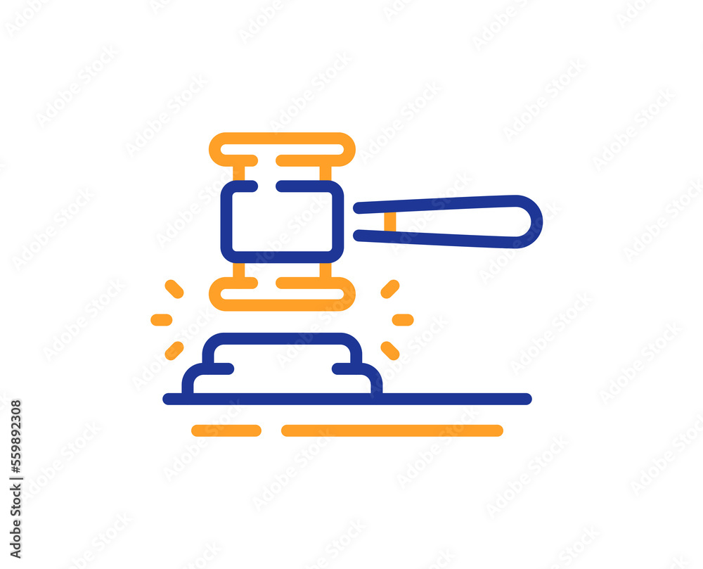 Auction hammer line icon. Bid offer sign. Lot was sold symbol. Colorful thin line outline concept. Linear style auction hammer icon. Editable stroke. Vector Auction hammer line icon. Bid offer sign. Lot was sold symbol. Colorful thin line outline concept. Linear style auction hammer icon. Editable stroke. Vector